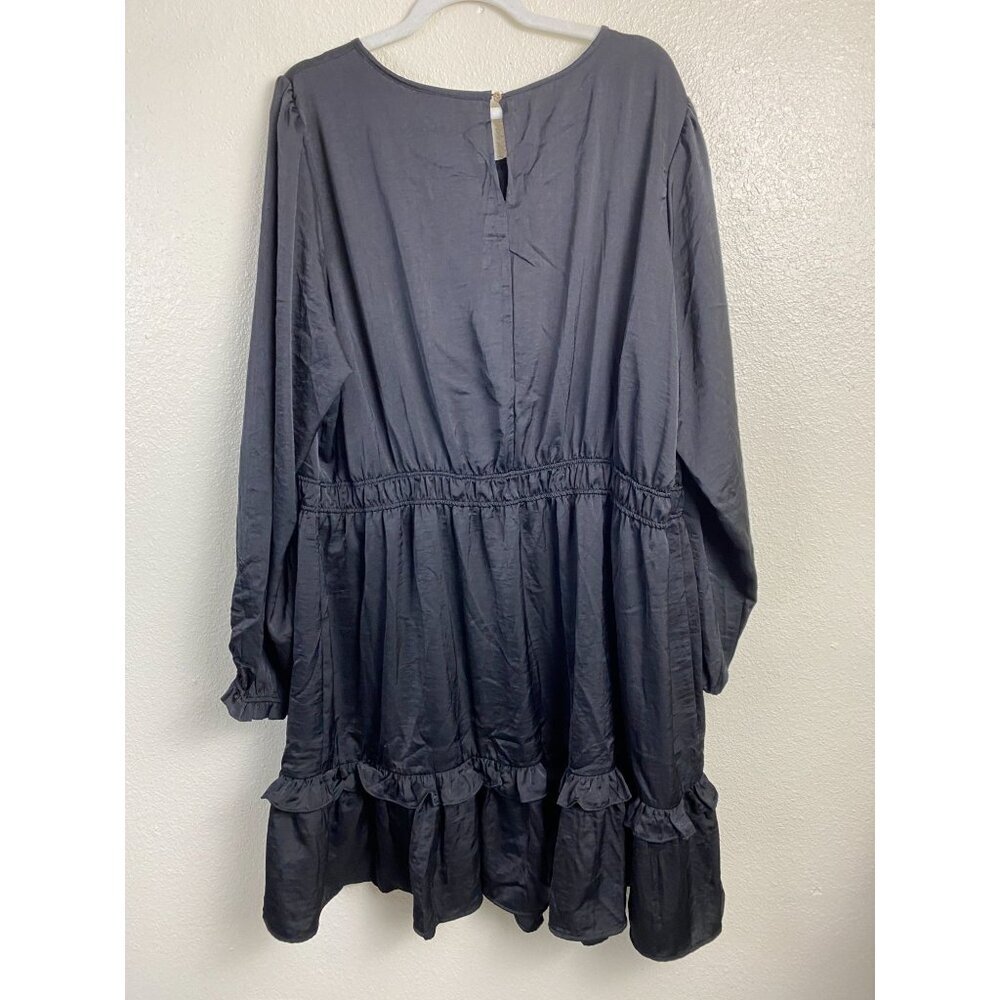 KNOX ROSE Black Long Sleeve Tiered Midi Dress Plus size 2X Grunge Whimsigoth